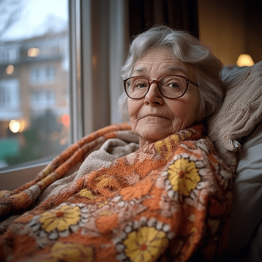 Eine alte Frau schränkt ihre tägliche Aktivität ein.