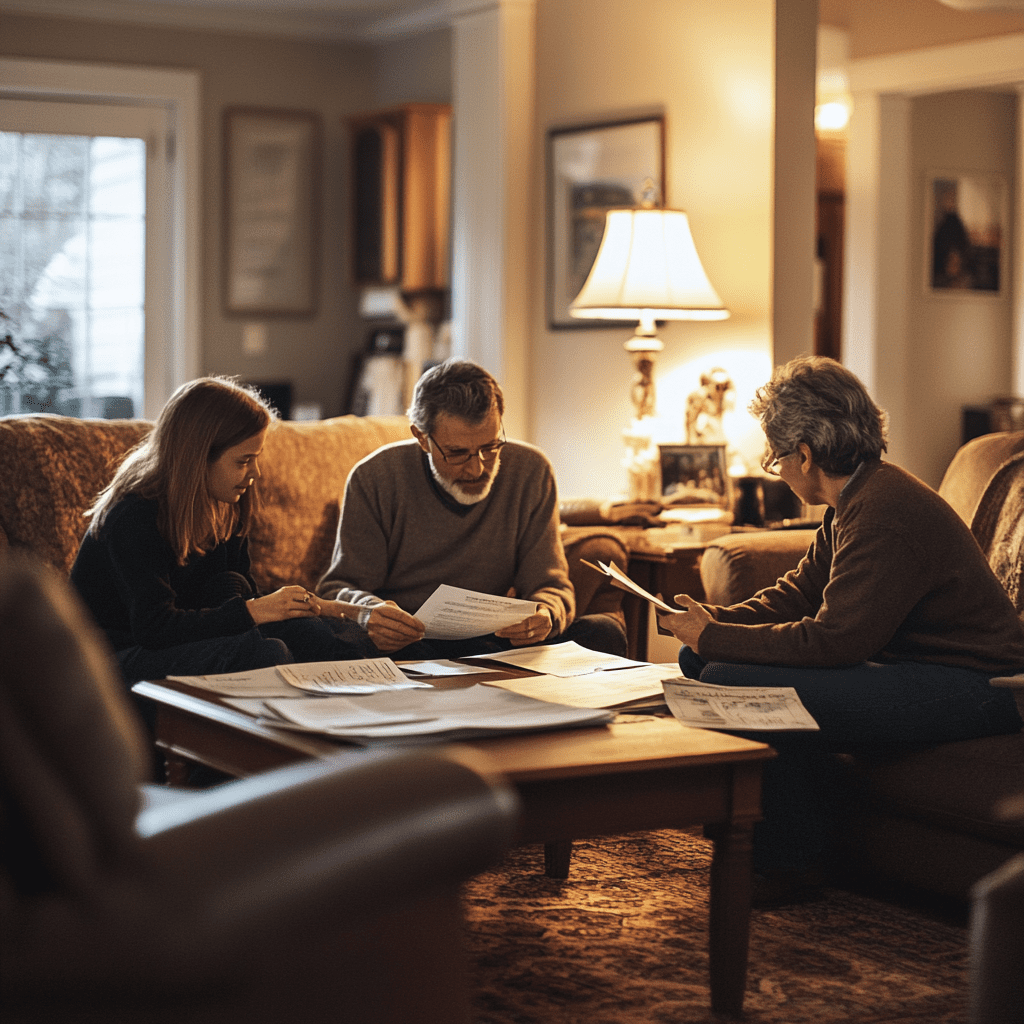 Person diskutiert medizinische Direktiven mit Familie