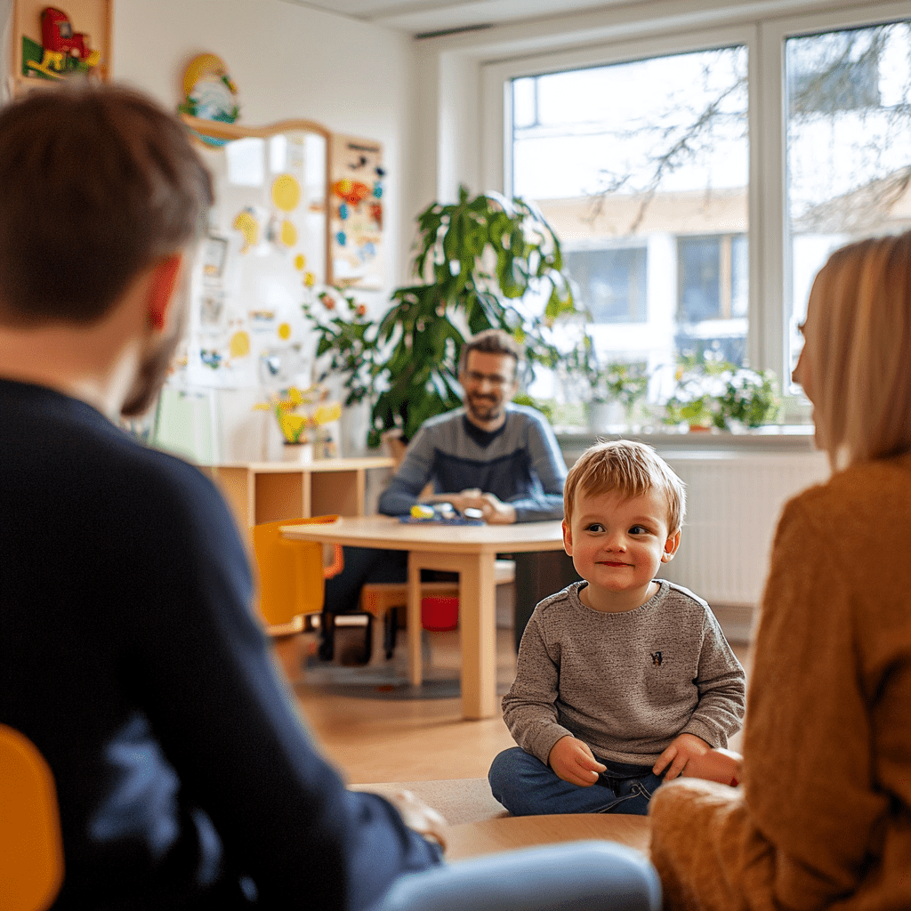 Eltern und Kind bei der Nutzung von Entlastungsangeboten