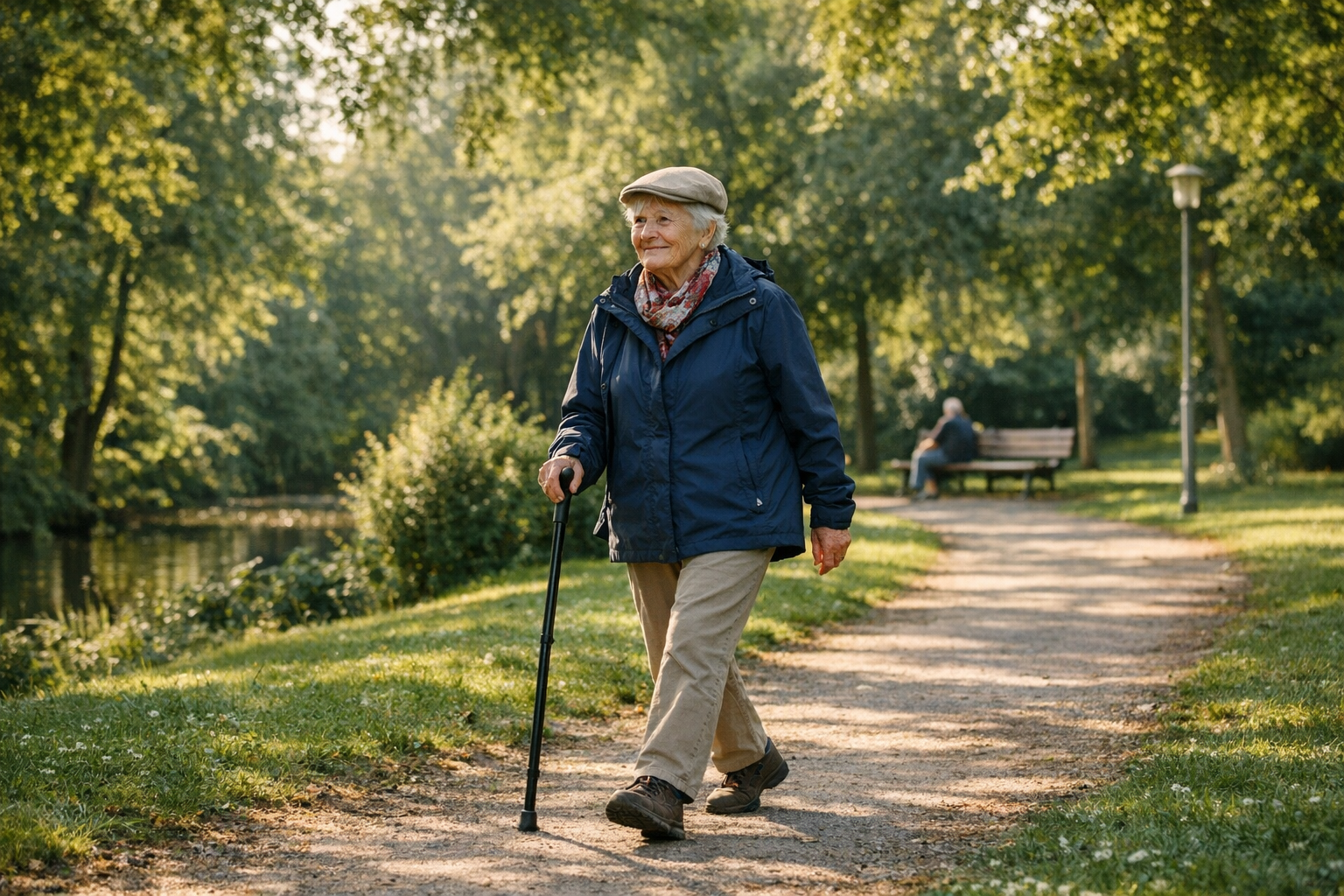 ältere Person beim Spaziergang im Park Ältere Person beim Spaziergang im Park