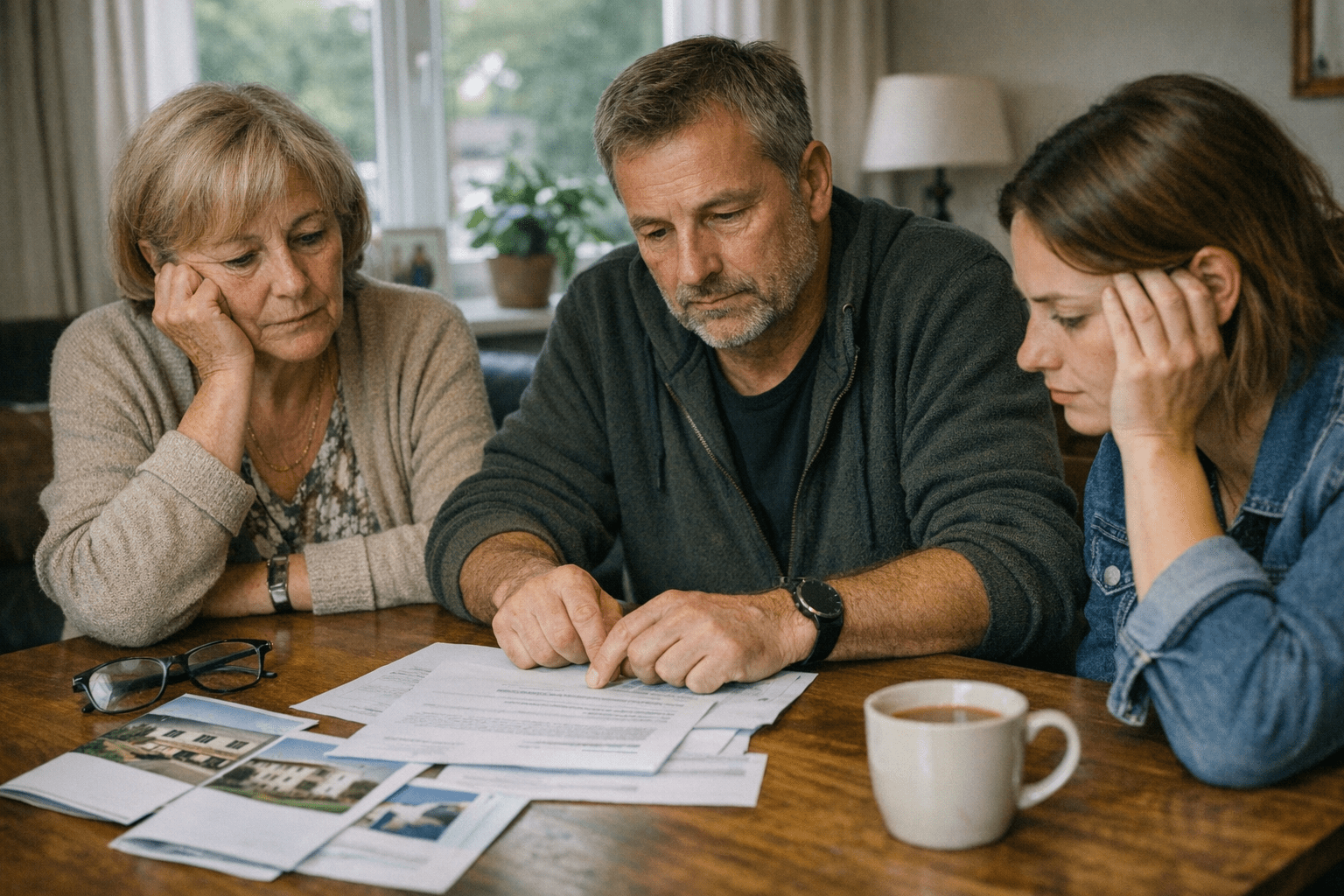 Familie Entscheidung Pflegeheim Demenzkranke Familie diskutiert die Entscheidung für ein Pflegeheim für Demenzkranke