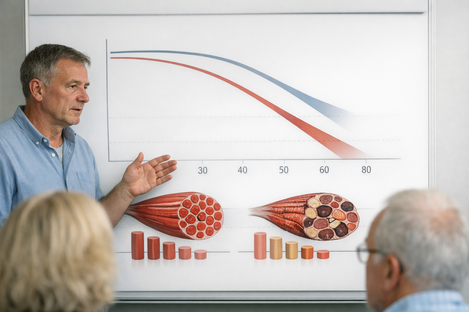 grafische Darstellung des Muskelabbaus im Alter Grafische Darstellung des Muskelabbaus im Alter