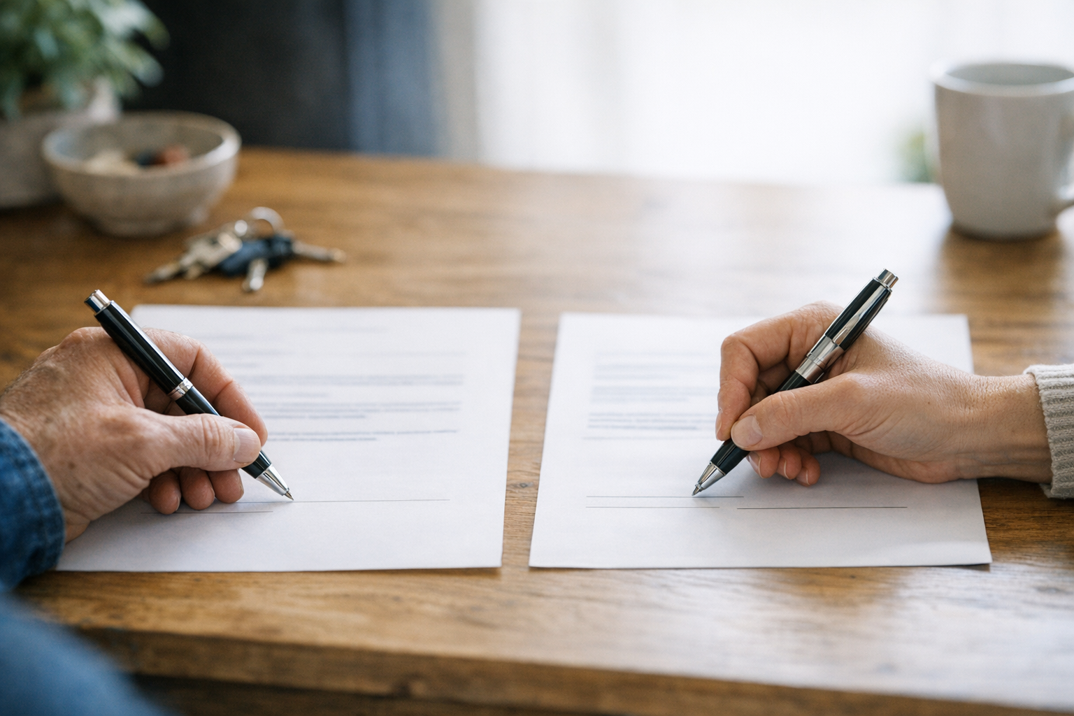 Vertragsunterzeichnung in einer Demenz-WG Vertragsunterzeichnung Mietvertrag und Pflegevertrag in einer Demenz-WG