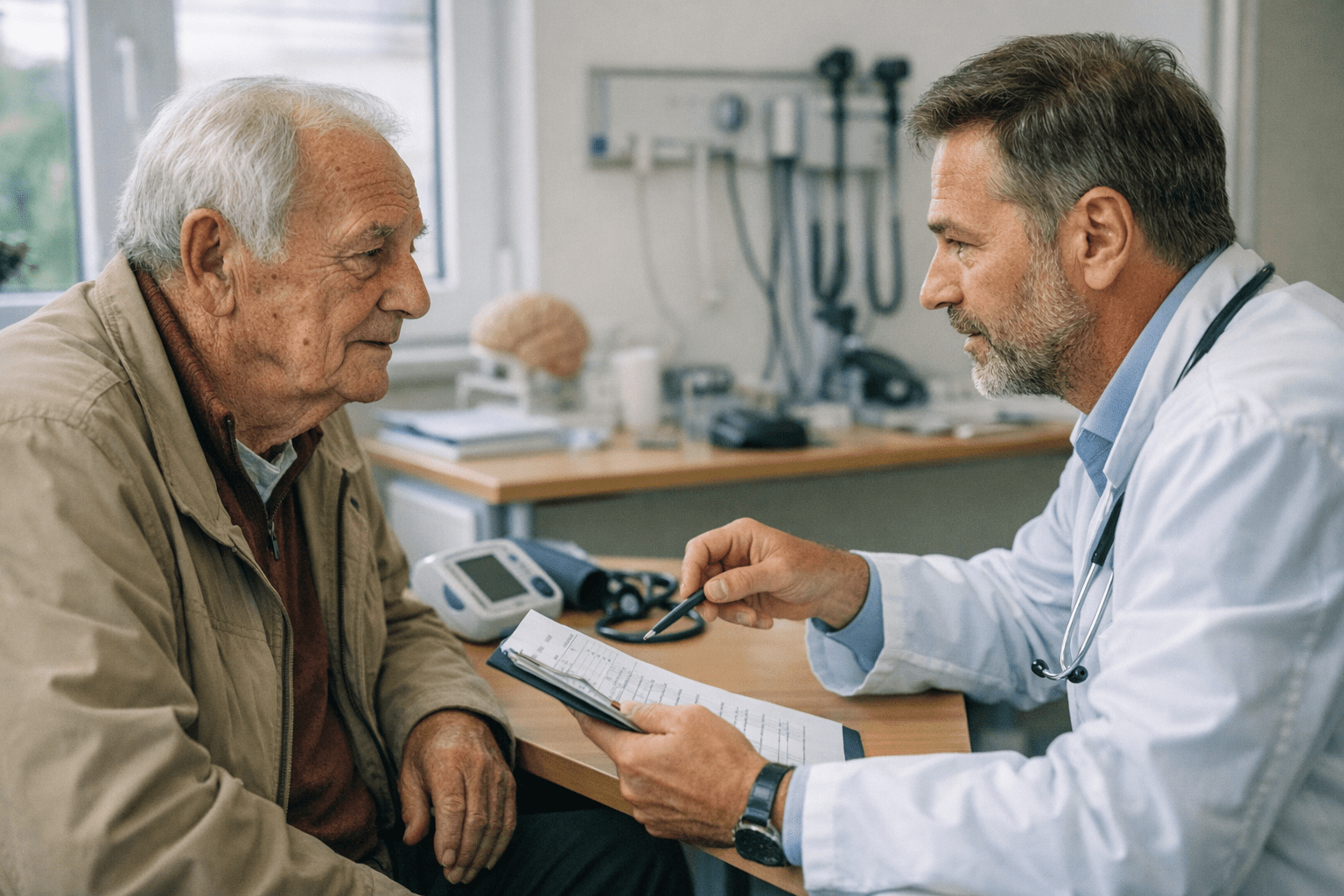 Vorsorgeuntersuchung beim Arzt Arztbesuch zur Vorsorgeuntersuchung bei einem älteren Mann