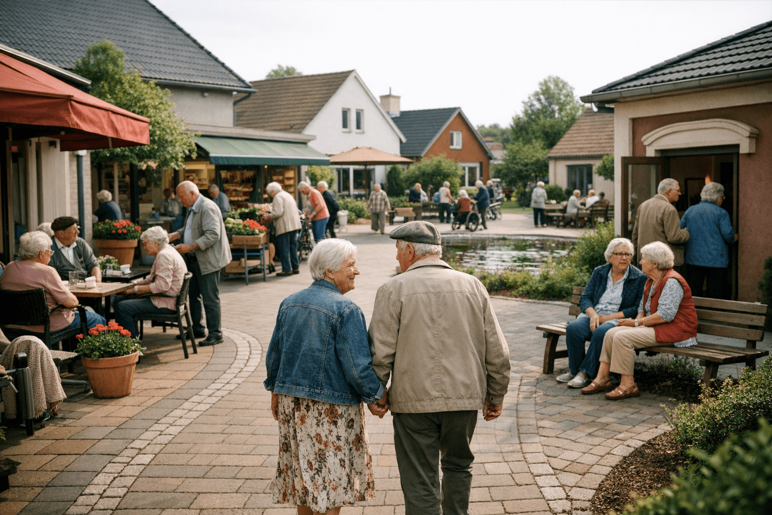 Demenzdorf zentrale Einrichtungen Hausgemeinschaften Demenzdorf mit zentralen Einrichtungen und Hausgemeinschaften in einer sicheren Umgebung