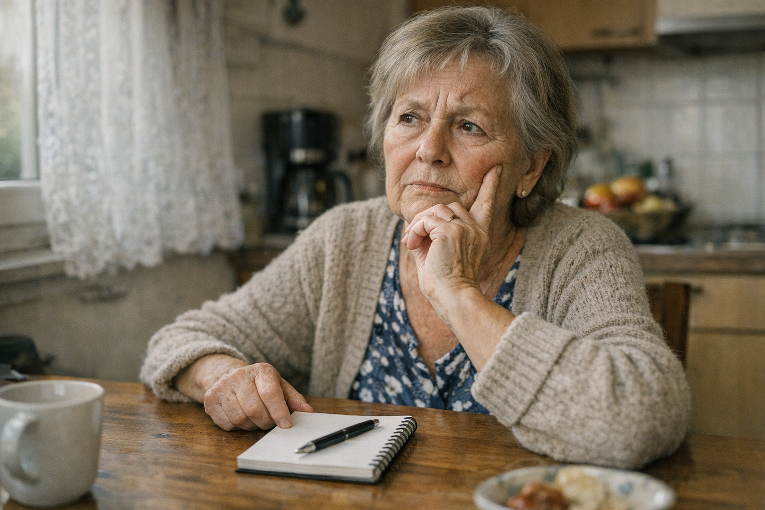 ältere Frau denkt nach und schaut nachdenklich ältere Frau denkt nach und schaut nachdenklich