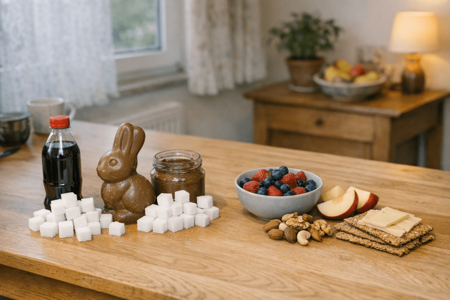 Snackauswahl für Diabetiker verschiedene zuckerhaltige und zuckerfreie Snacks für Diabetiker