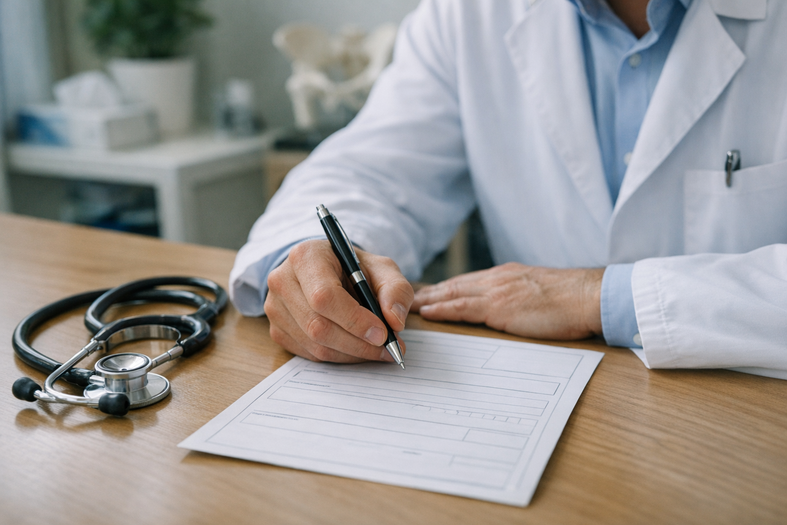 Arzt stellt Rezept für Inkontinenzmaterial aus Arzt stellt Rezept für Inkontinenzmaterial aus