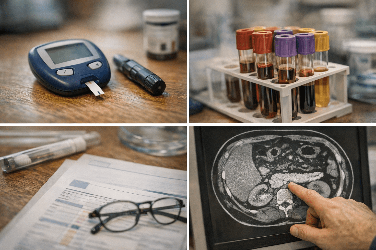 Diagnoseverfahren bei Diabetes Typ 3 Collage der Diagnoseverfahren bei Diabetes Typ 3