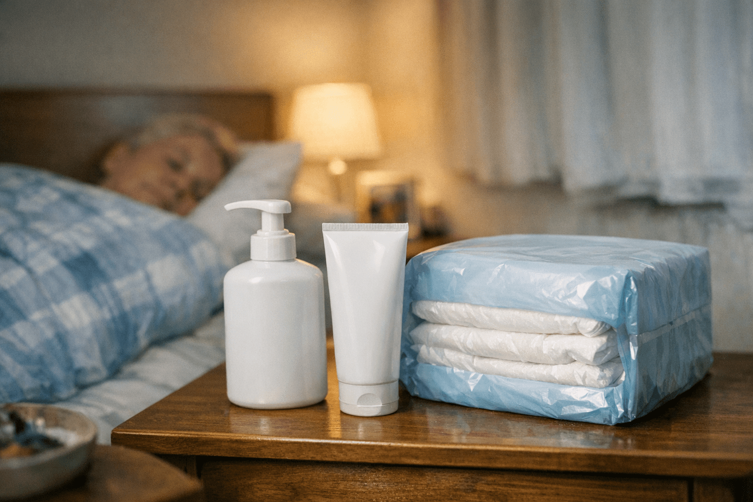 Hautpflegeprodukte neben Windelhose Hautpflegeprodukte neben Windelhose