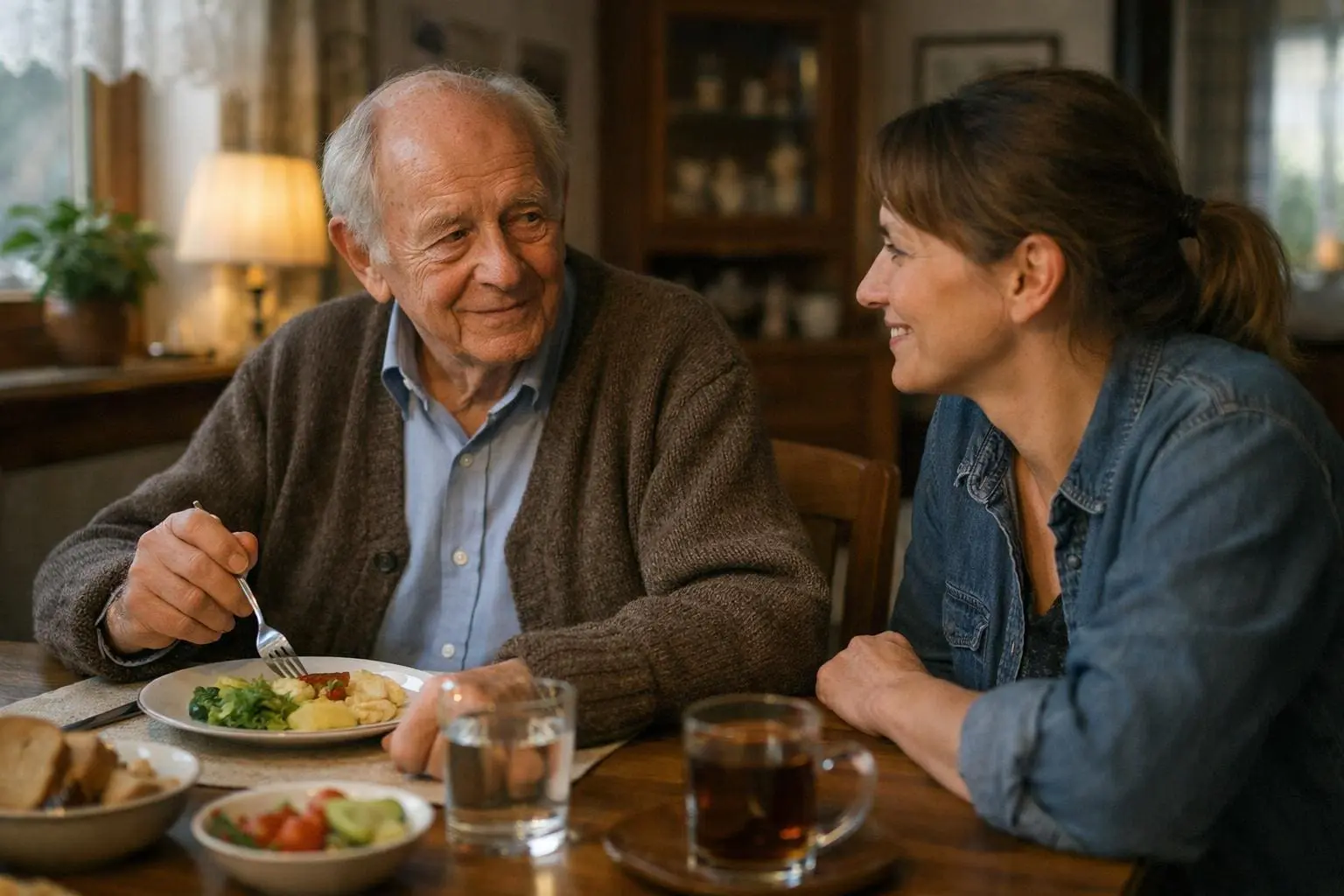 Gemeinsame Mahlzeit in ruhiger Atmosphäre Gemeinsame Mahlzeit in ruhiger Atmosphäre