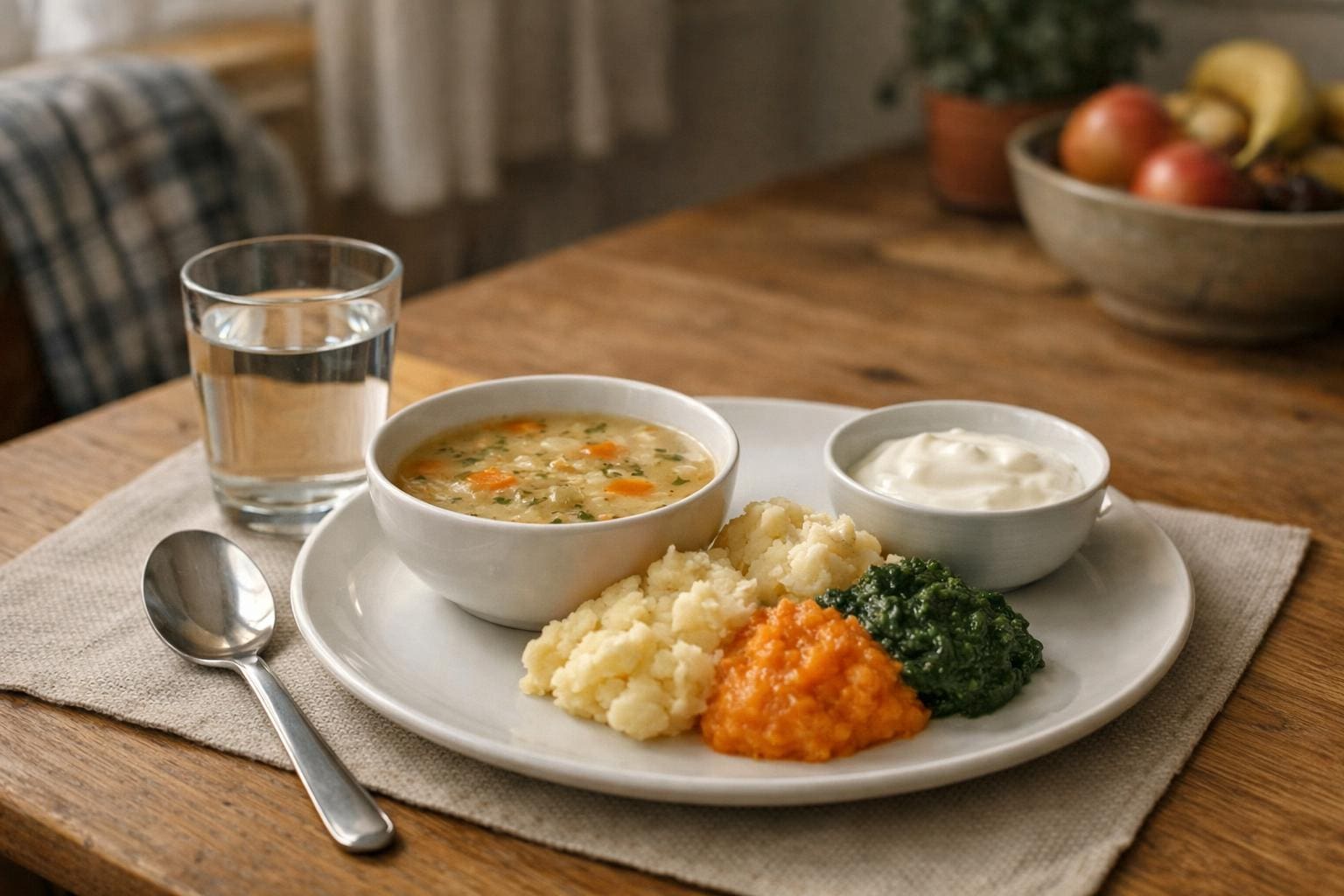 Ausgewogene kleine Mahlzeit für ältere Menschen Ausgewogene kleine Mahlzeit für ältere Menschen