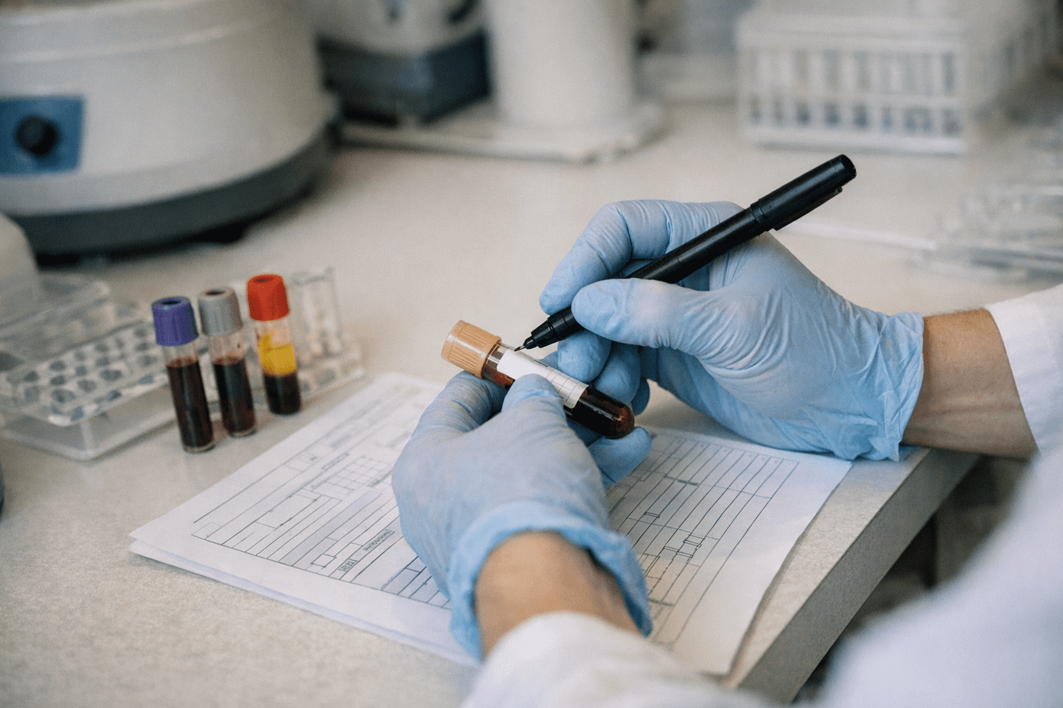 Laboruntersuchung mit Blutprobe zur Abklärung des Knochenstoffwechsels Laboruntersuchung mit Blutprobe zur Abklärung des Knochenstoffwechsels