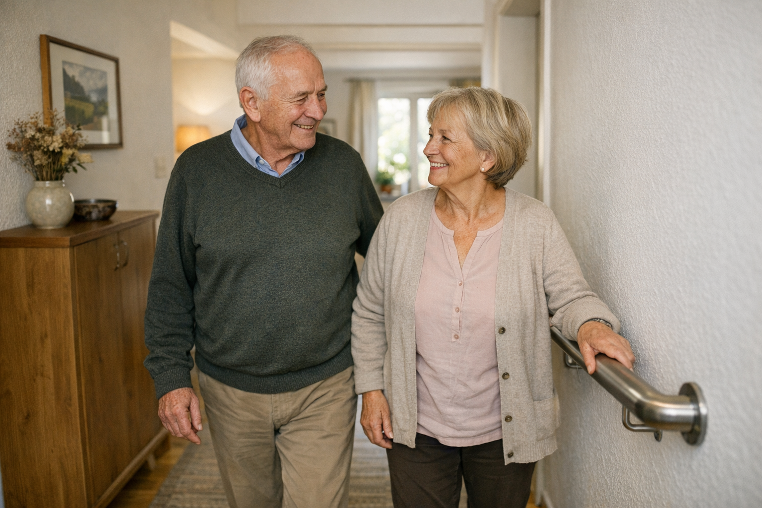 Sturzprävention im Wohnraum Sicher gestalteter Wohnraum mit guter Beleuchtung und freien Wegen